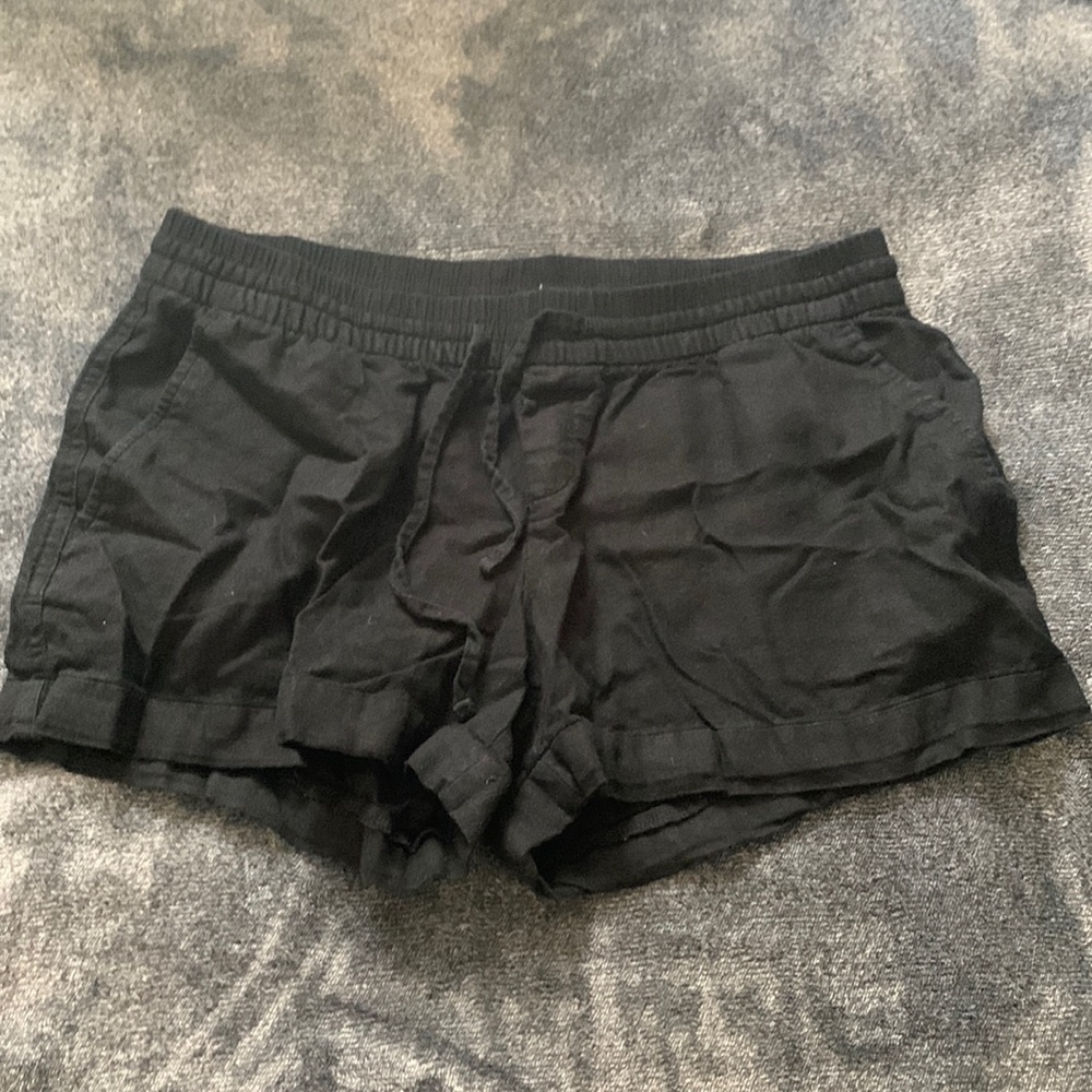 Black Linen Shorts